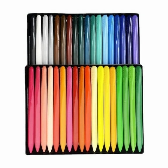 Triangular Plastic Crayon Set | Non-Stick Washable Wax Crayons - Vibrant Assorted 36 Colors | Shockproof Durable Art Supplies | Clean Hands Safe Formula | Unique Shape Prevents Rolling | Easy Grip