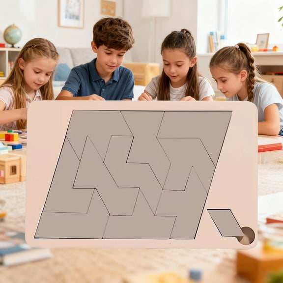 Triangular Puzzle Brain Teaser Game Wooden Irregular Shape Disappearing Design Solving Novelty Toy for Kids