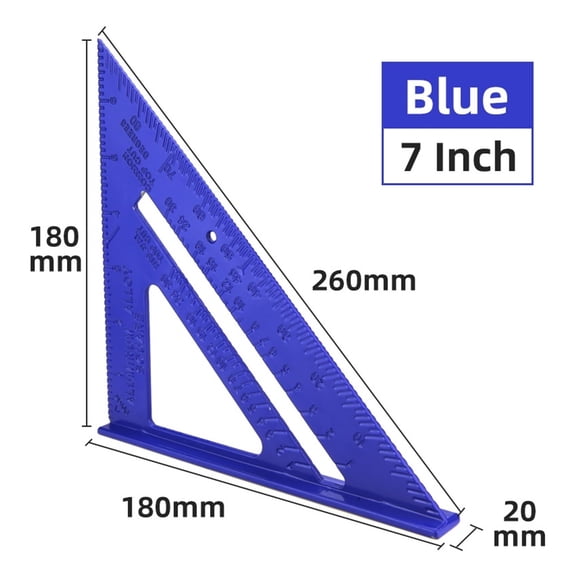 Triangular Ruler 7 Inch Aluminium Alloy Woodworking Set Square Measuring Tools Carpentry Gauges Angle Protractor Triangle Ruler ,for Accurate Evaluation
