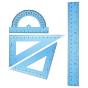 Triangular Ruler Set, Plastic Metric Inch Geometric Protractor Triangle Engineering Scale Drafting Ruler Kit