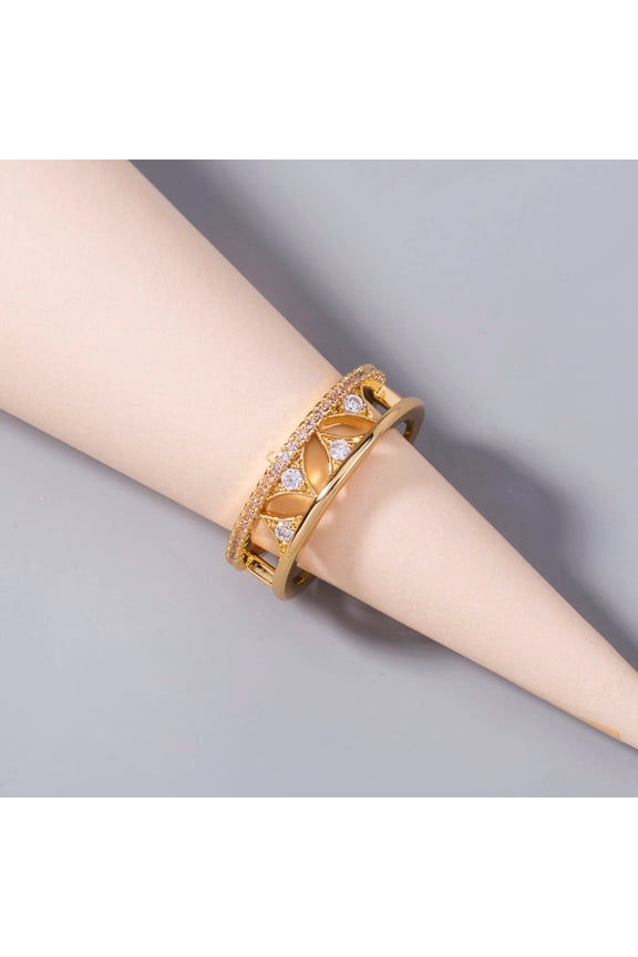 Women's Adjustable Ring Triangular Sail Zircon Bronze Electroplated Copper Ring European Design Ring For Her Gift Ring Adjustable Band Fashion Jewelry