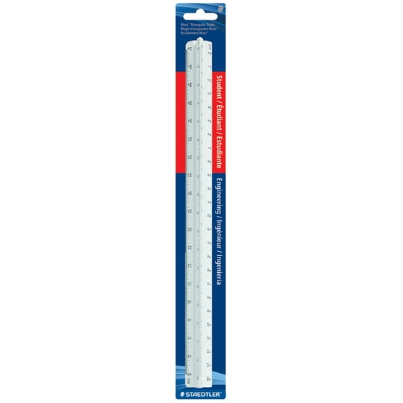 Triangular Scale Plastic Engineers Ruler, 12" Long, White | Bundle of 5 Each