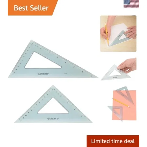 Triangular Scale Ruler Set, 30/60- and 45/90-Degrees, Back-to-School, School ...
