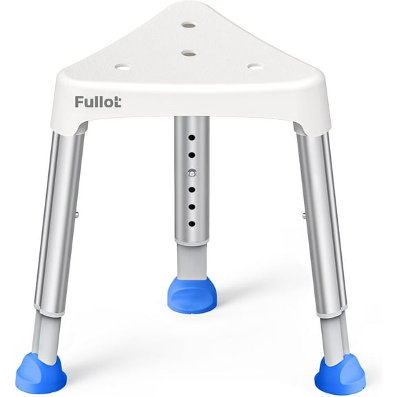 Triangular Shower Chair for Inside Shower 400 Lbs Capacity Adjustable Height Non-Slip Bathtub Stool Space-Saving Stable Design Tool-Free Assembly White