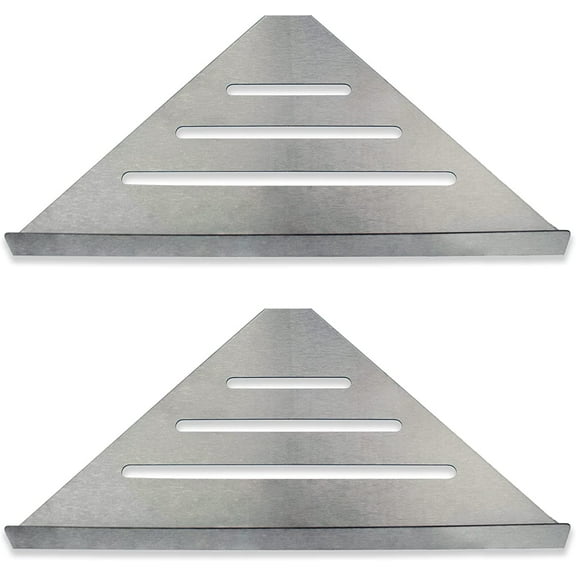 Triangular Shower Corner Shelf, 2 units Brush Nickel