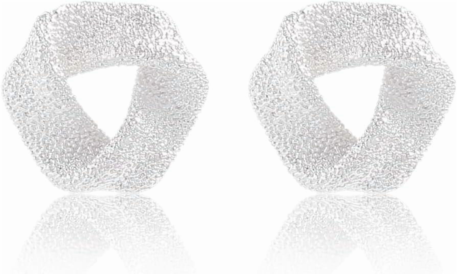 Triangular Silver Fine Stud Earrings for Women, S925 Quality Sterling Silver Posts, Minimalist Geometric Earrings, hypoallergenic skin-friendly Fashion Jewelry, Lightweight 11g, 16x18mm[p464]