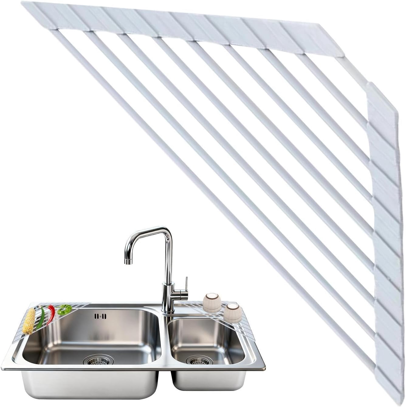 Triangular Sink Rack, Kitchen Drainer Corner Organizer, Space-Saving ...