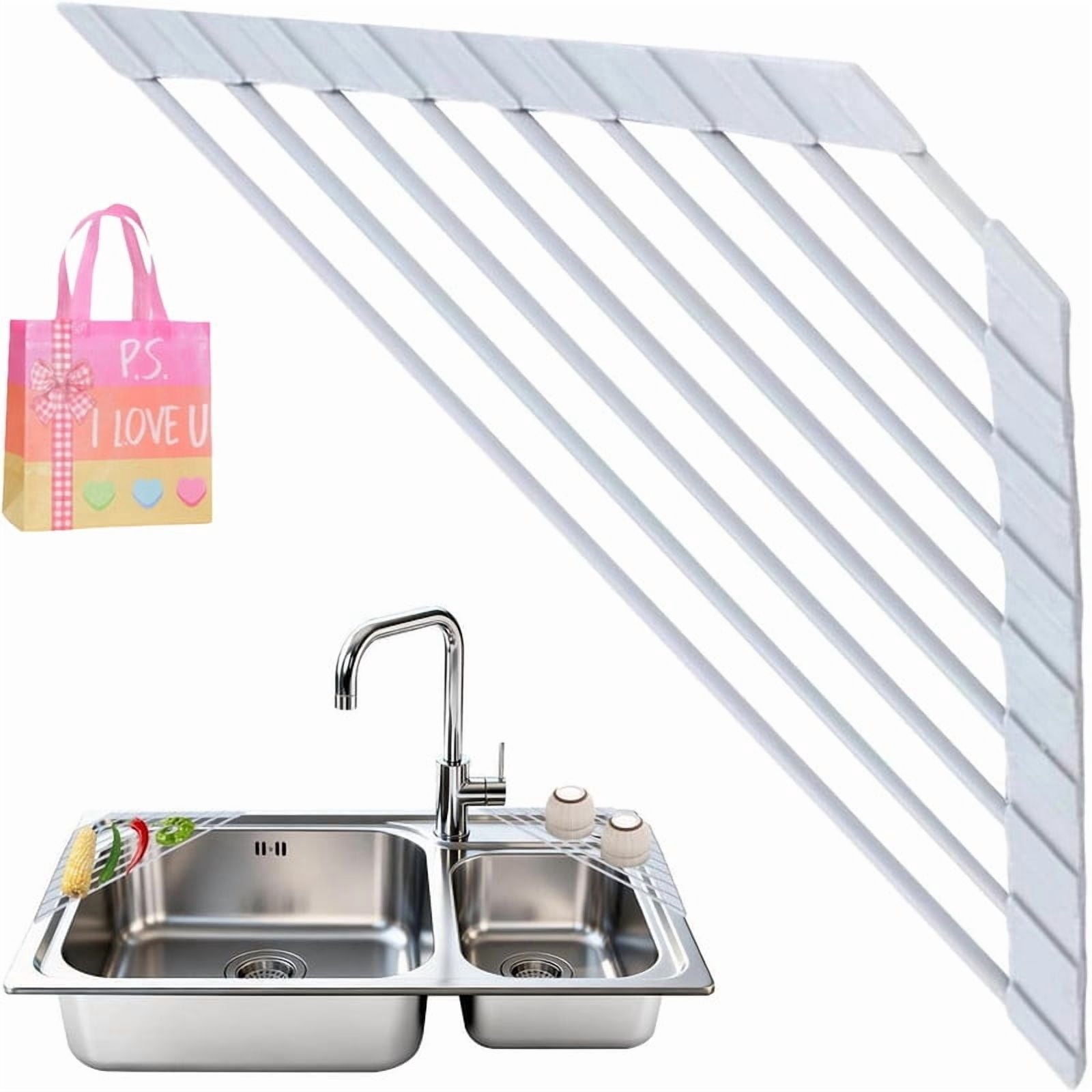 Triangular Sink Rack White, Kitchen Drainer Corner Organizer, Space ...