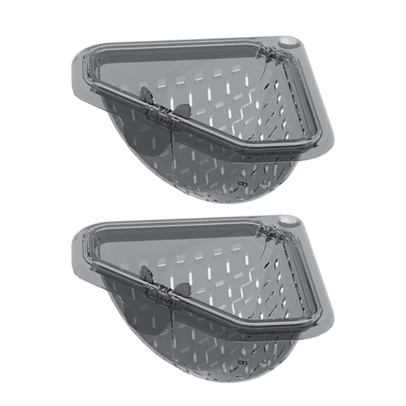 Triangular Sink Strainer,Magnetic Corner Drain Basket,No Drill Food Scrap Collector,2Pc Plastic Wall Mounted Rotatable Drain Rack with Twist Bottom for Kitchen Sink Corner Food Residue Filter Storage