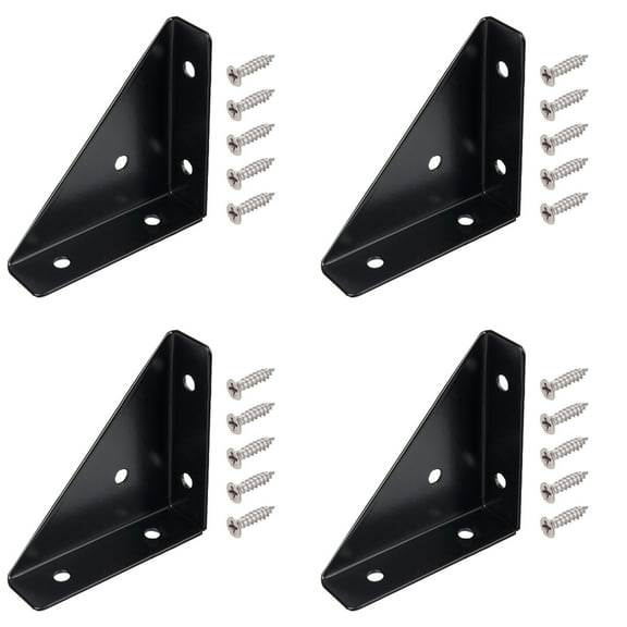 Triangular Support Brackets TASTAN 4-Pack Heavy-Duty Triangular Corner Brackets with 20 Screws - Extra Hardware Metal Bracket Set for Sturdy Wooden Structures, Shelving & Diy Furniture Projects, G