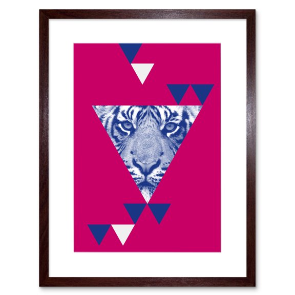 Triangular Tiger Abstract Art Print Framed Poster Wall Decor 9x7 inch