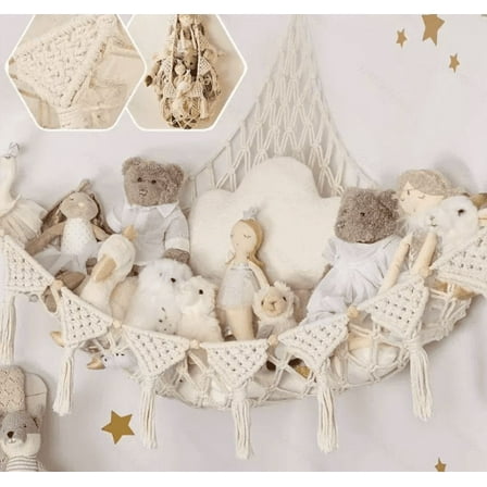 Triangular Toy Hammock, Doll Storage Net Bag, Plush Toy Display Wall Storage Bag, Toy Storage Woven Hammock