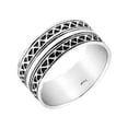 thumbnail image 1 of Triangular Tribal Pattern Thick Band Sterling Silver Ring-7, 1 of 6