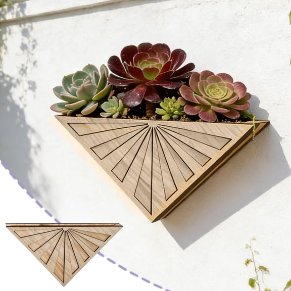 Triangular Wall Mounted Plant Stand Shelving Unit 11.81In, Boho Floating Wall Shelf Decorative Corner Plant Stand for Living Room Bedroom Study Room Indoor Plants Display Home Decor Wall Organization