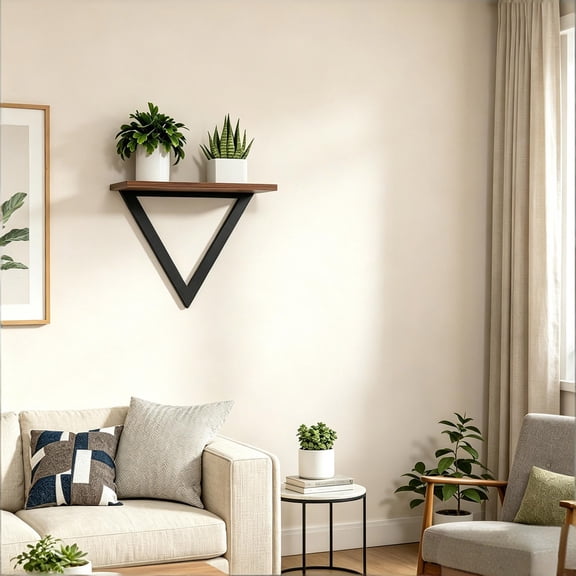 Triangular Wall Mounted Shelf  Black Iron Floating Corner Shelf For Bedroom Living Room Ornament And Storage  Space-Saving Wall Shelf Display Organizer