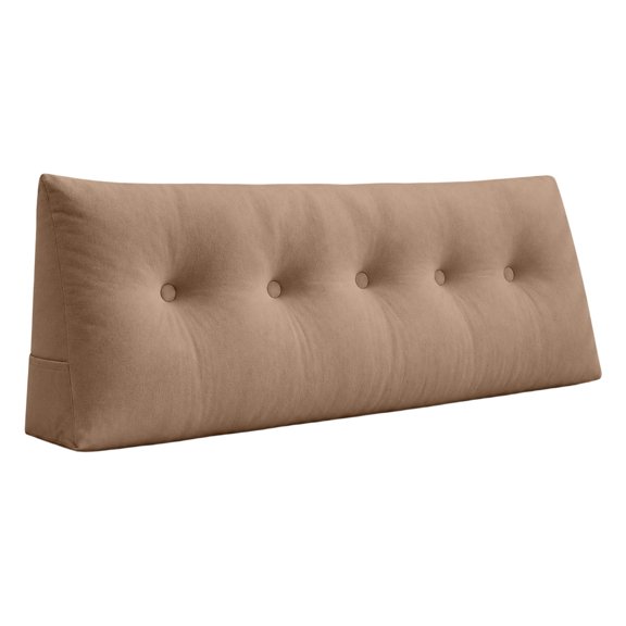 Triangular Wedge Headboard Pillow for Dorm Bed, Large Long Backrest Bolster Cushion with Side Pockets, Plush Support for Sitting Reading Sleeping, Bed Sofa Gaming Leisure 23.6x4.7x15.7 Inch