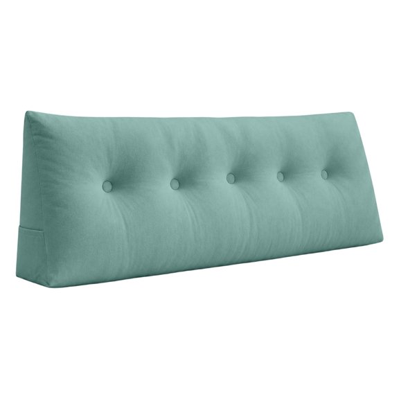 Triangular Wedge Headboard Pillow for Dorm Bed, Large Long Backrest Bolster Cushion with Side Pockets, Plush Support for Sitting Reading Sleeping, Bed Sofa Gaming Leisure 23.6x4.7x15.7 Inch