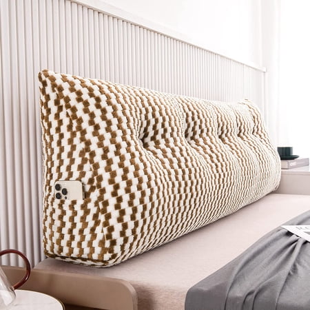 Triangular Wedge Headboard Pillow Large Bolster Bed Rest Reading Pillow Backrest Positioning Support Bolster Cushion with Removable Cover Queen
