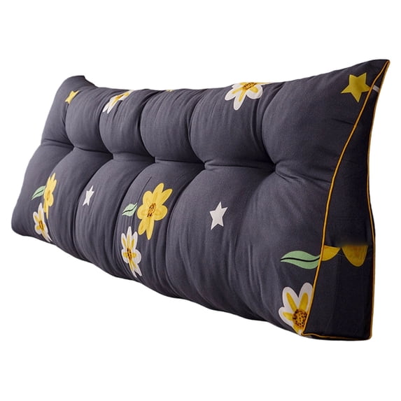 Triangular Wedge Headboard Pillow with Removable Cover, Back Support Bolster for Sitting Up in Bed Reading, Body Positioning Bedrest Cushion with Side Pocket, Comfortable Home Pillow Full 47.2Inch