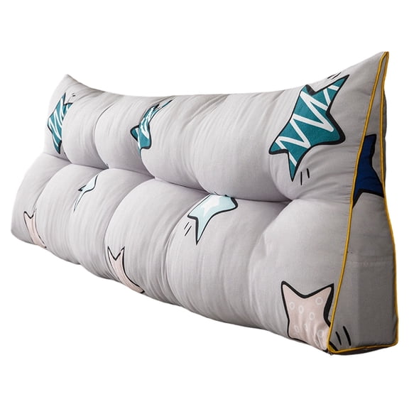 Triangular Wedge Headboard Pillow with Removable Cover, Back Support Bolster for Sitting Up in Bed Reading, Body Positioning Bedrest Cushion with Side Pocket, Comfortable Home Pillow 31.5Inch