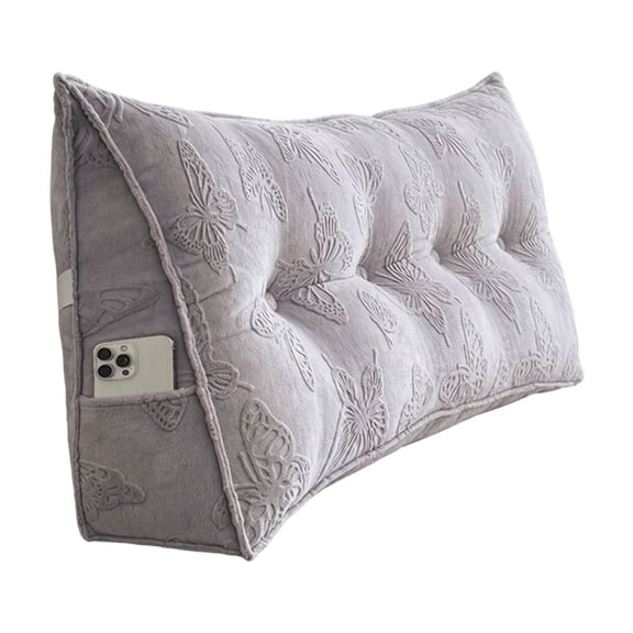 Triangular Wedge Headboard Pillow for Sitting Up in Bed, Back Rest Support Bolster Cushion with Removable Washable Cover, Full Size Bed Rest Reading Pillow for Dorm Daybed Sofa 35.4x17.7x7.8 Inch