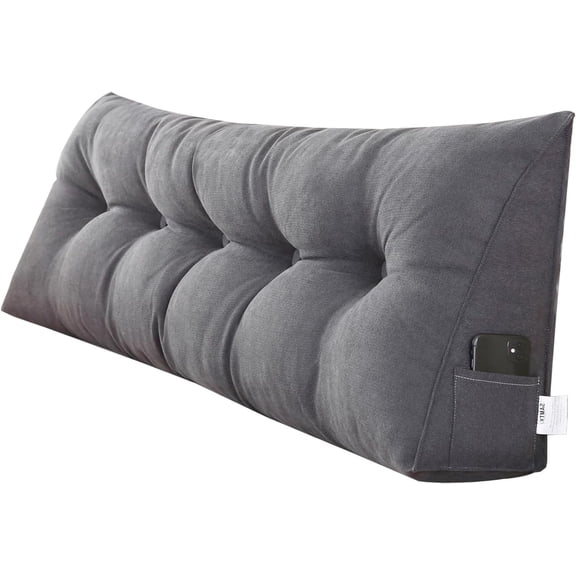 Triangular Wedge Pillow Headboard for California King Bed, Large Backrest Pillow with Removable Cover for Sitting Up in Bed and Couch