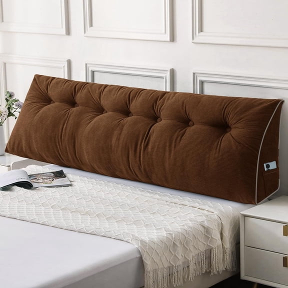 Triangular Wedge Pillow Headboard for Queen Bed Sofa Daybed, Removable Dark Grey Cover for Sitting Up Reading Working