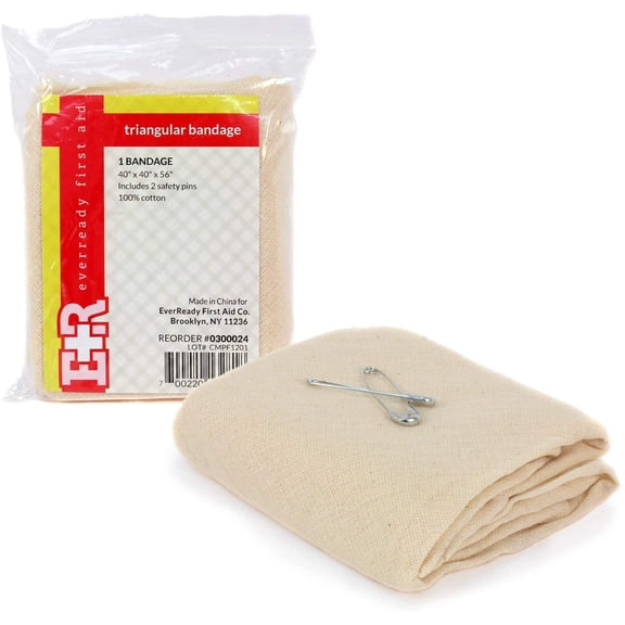 Triangular bandage, 40 inches by 40 inches by 56 inches, 12 pack - 100% cotton