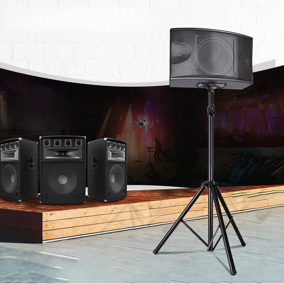 Triangular stand, 5-core speaker stand, tripod pair, floor-standing heavy-duty adjustable up to 72 inches DJ studio listening stand, pole-mounted installation, black cover