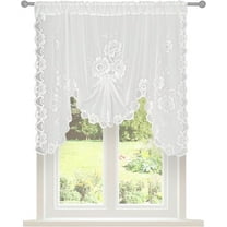 Triani 1 Pcs White Lace Waterfall Valance Curtains for Windows 59"W x 39"L Floral Embroidered Swag Curtain Valance Tier for Doorway Kitchen Bathroom Window