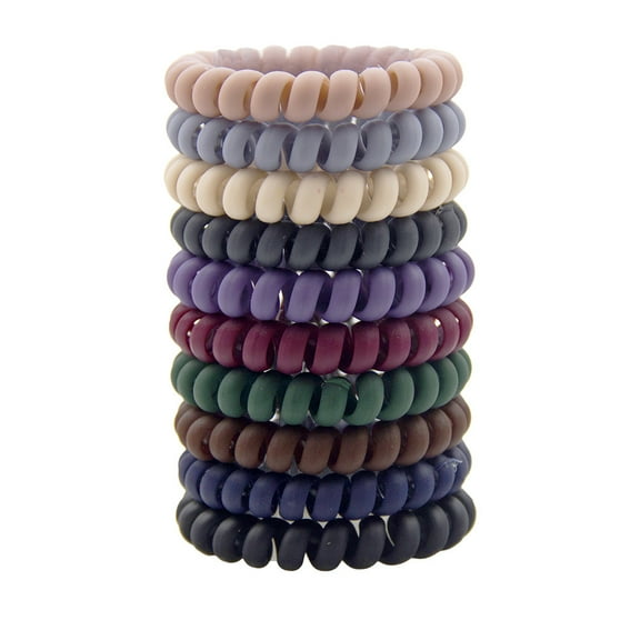 Triani 10 Piece Hair Ties For Thick Hair, Coil Elastics Hair Ties, Medium Spiral Hair Ties, No Crease Hair Coils, Telephone Cord Plastic Hair Ties for Women and Girls,Man (Matte color)