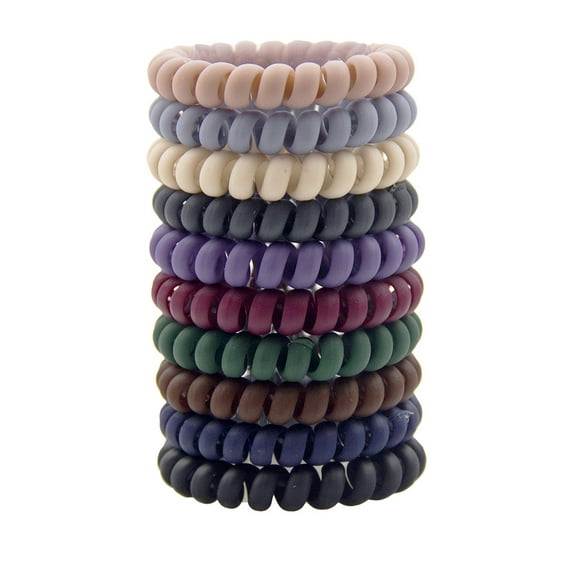 Triani 10 Piece Hair Ties For Thick Hair, Coil Elastics Hair Ties, Medium Spiral Hair Ties, No Crease Hair Coils, Telephone Cord Plastic Hair Ties for Women and Girls,Man (Matte color)
