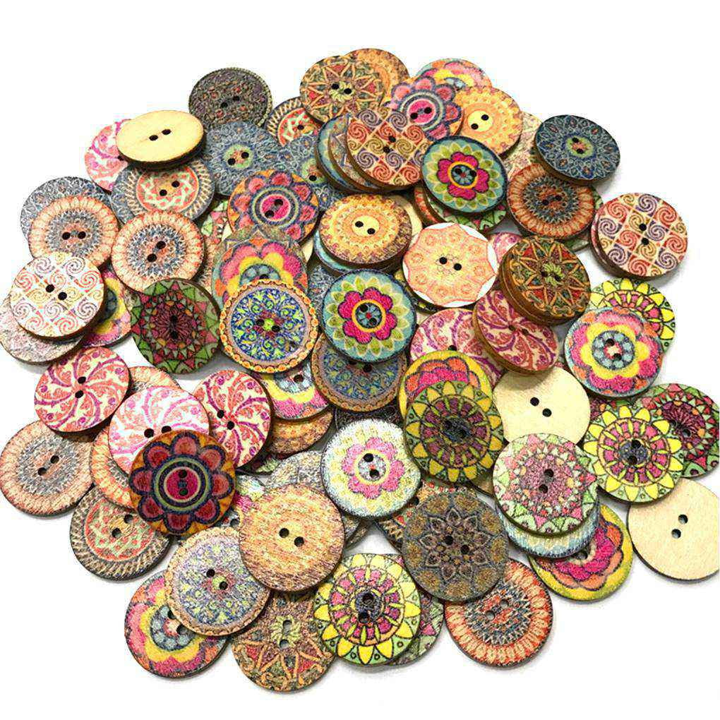 Papaba Wooden Buttons,50Pcs Handmade Love Letters Printing Buttons DIY Craft Clothes Sewing Accessory?, Size: One size, Other