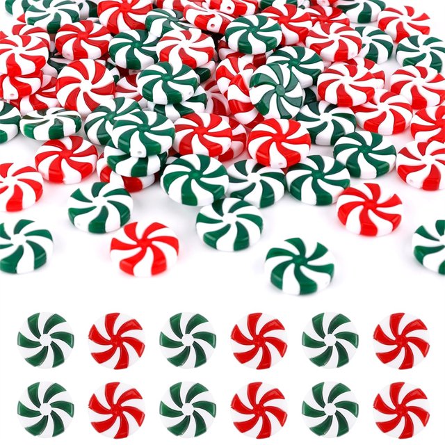 Triani 100Pcs Christmas Candy Cane Peppermint Ornaments Red Green White