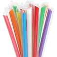 thumbnail image 1 of Triani 100Pcs Jumbo Drinking Straws Individually Wrapped 11mm Solid Color Plastic Disposable Straws 9.4 Long Milkshake Bubble Tea Drinking Straw for Milkshakes Slushies, 1 of 7