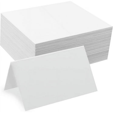 Triani 100Pcs Premium Place Cards 3.5*4 Inch White Blank Cards Folded Name Cardstock for Weddings, Banquets Dinner Parties and any other Events