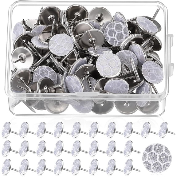Triani 100Pcs Reflective Trail Marking Tacks for Runners Trail Marking Tacks 2 Box Package Reflective Thumb Tacks for Hunting Hiking Camping Tree Stand(Silver)