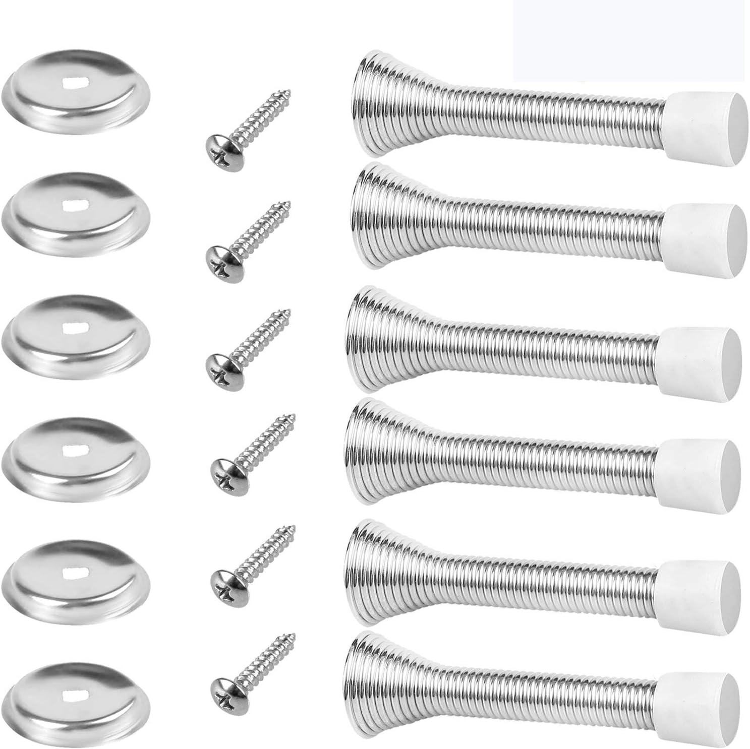 Triani 12 Pack Wall Mounted Chrome Spring Door Stop Sprung Stopper