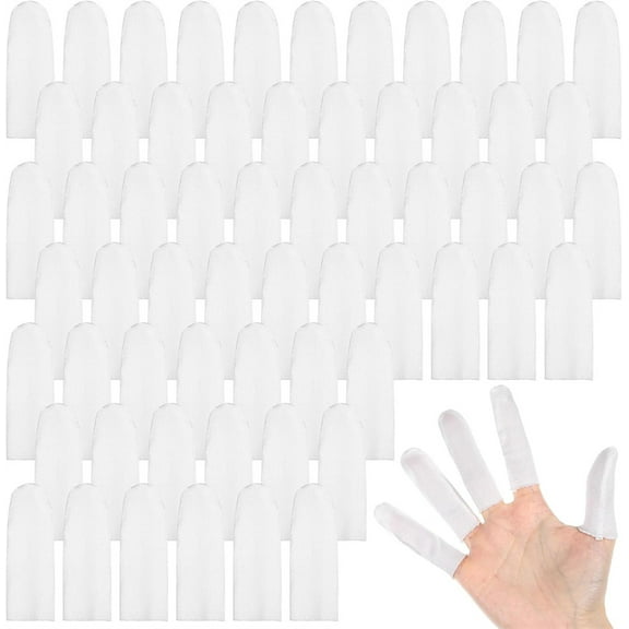 Triani 120Pcs Cotton Finger Cots Cloth Finger Sleeves with Elastic Rings Toe Sleeves Fingertips Protective Cover for Work Kitchen Fingers Protection
