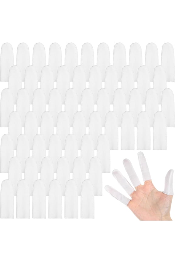 120Pcs Cotton Finger Cots Cloth Finger Sleeves with Elastic Rings Toe Sleeves Fingertips Protective Cover for Work Kitchen Fingers Protection
