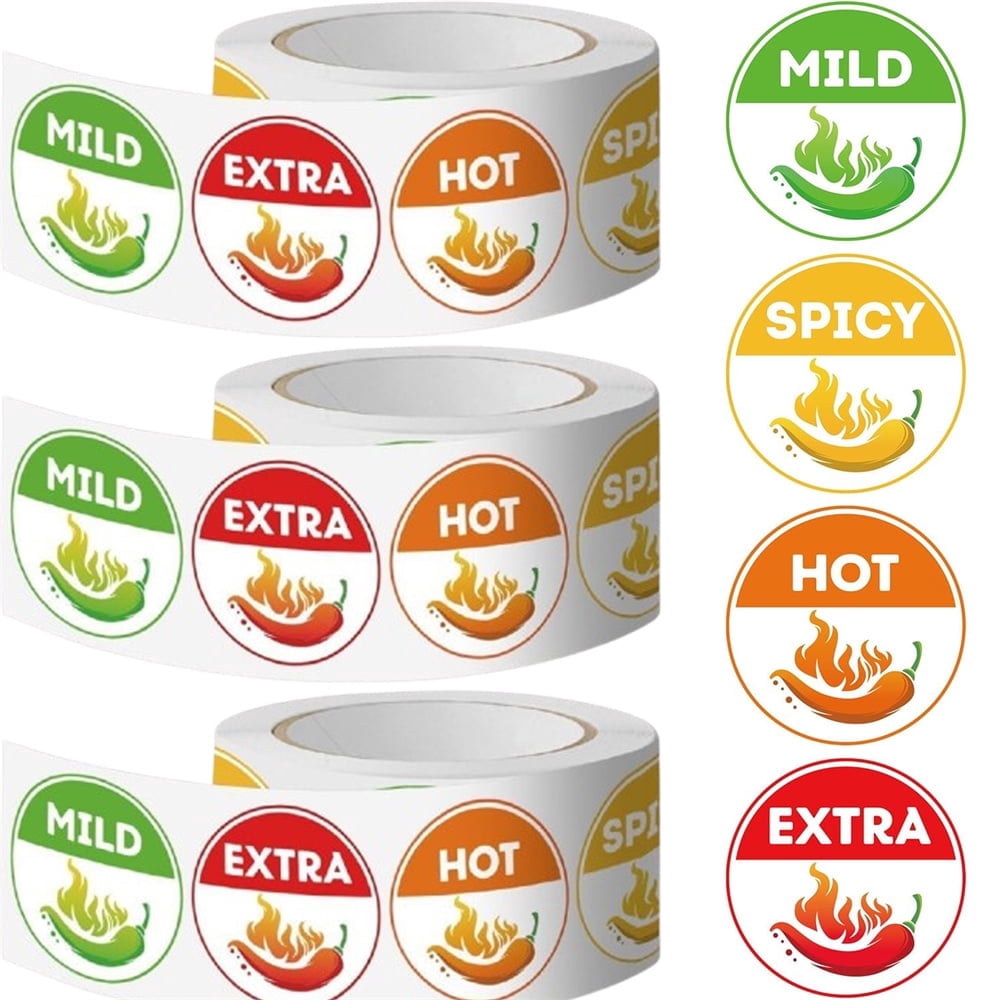 Triani 1500Pcs/3Roll Red Chili Pepper Labels 1inch Grocery Store Food ...