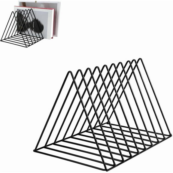 Triani 1Pack Triangle Desk File Organizer 9 Slot Magazine Rack Book Record Holder File Rack File Sorter Desktop File Organizer for Desk