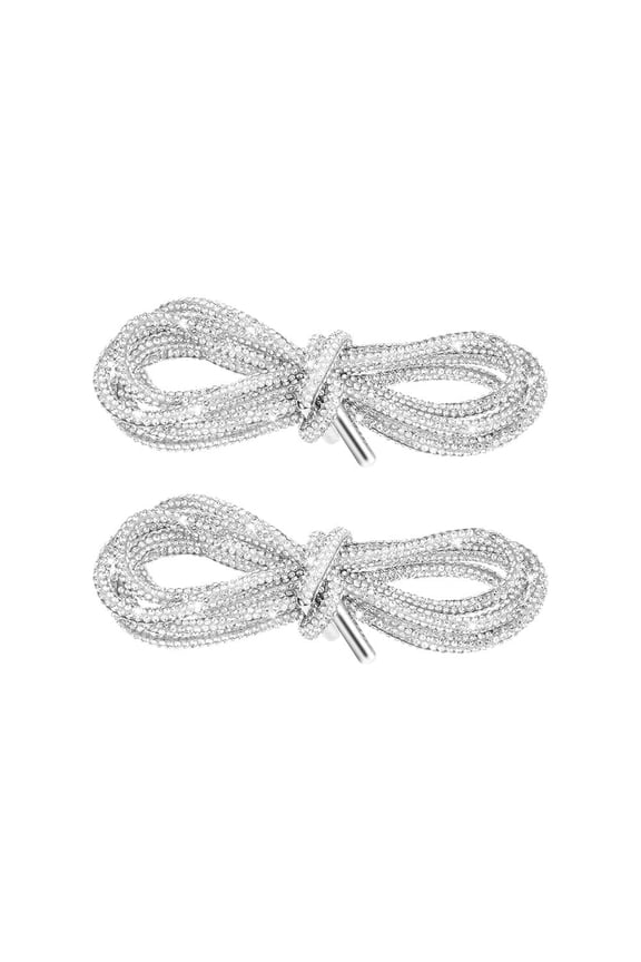 1Pairs (2 laces) Rhinestone Shoe Laces 47 Inch Crystal Glitter Rope Bling Drawstring Replacement Cords for Shoelaces (Silver)