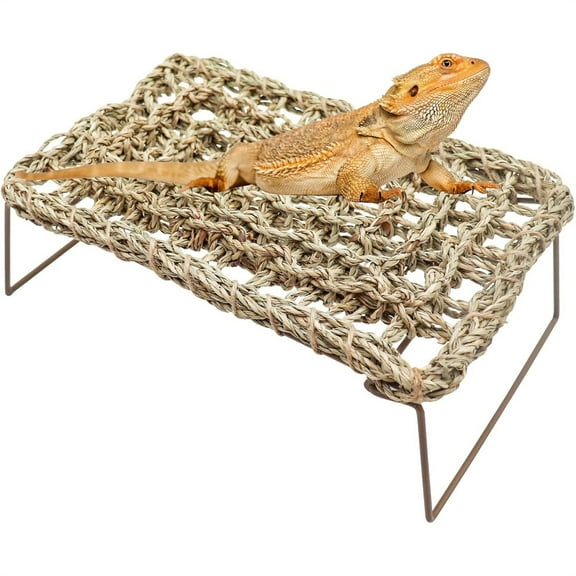 Triani 1Pcs Decor Basking Platform Metal Legs Bed Habitat Reptile Hammock Swing Hanging Bed for Habitats Small Animals Guinea Pig Snake Iguana Amphibian Hermit Crab