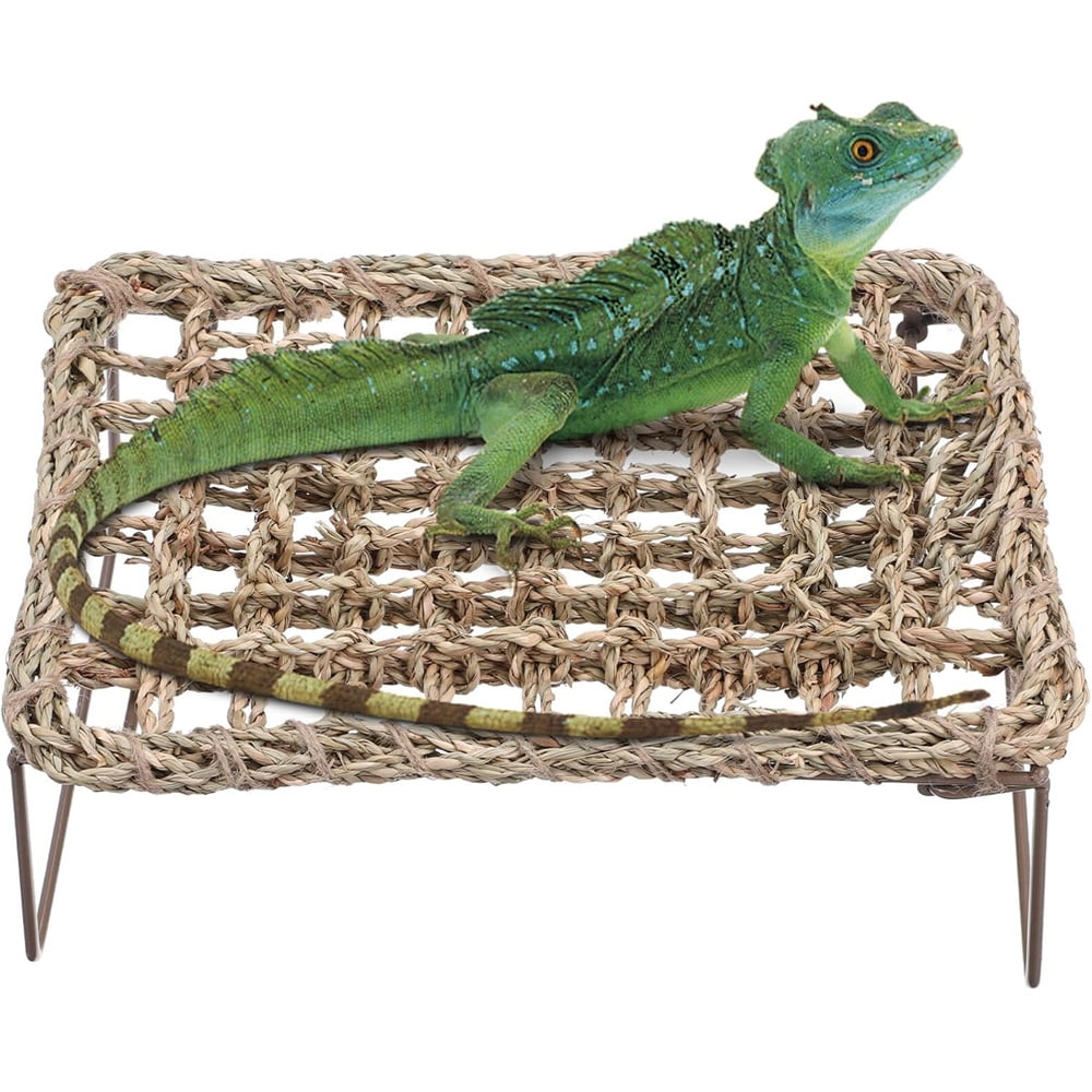 Triani 1Pcs Lizard Grass Bearded Dragon Lounger Reptile Lounger Hammock Bed Dragon Tank Accessories for Bearded Dragon Leopard Gecko Lizard