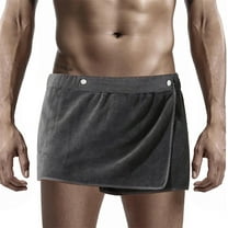 Triani 1Pcs Men Boys Wearable Bath Towel Short Pants Adjustable Soft Towel with Pocket After Shower for Bathroom Pool Beach Spa Bathing(30*140cm, Black)