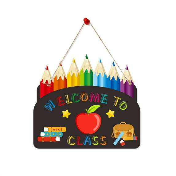 Triani 1Pcs Personalized Classroom Door Sign Colorful Pencil Welcome to Our Classroom Hanging Plaque for Preschool Elementary Teacher Supplies(Colorful)