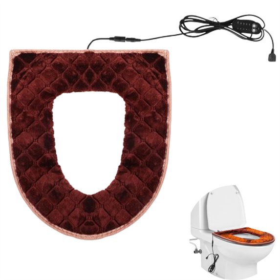 Triani 1Pcs Toilet Seat Warmer Cover with Zipper USB Powered Toilet Seat Warmer with 5 Speed Adjustable Temperature & Timing Levels Energy Efficient(Brwon)