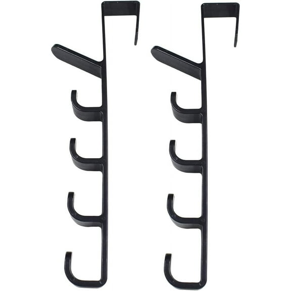 Triani 2 Pcs No Punching Purse Racks for Hanging Purses Over the Door Hook Hanger 5 Hooks Organizer Rack for Coats Door Hat Hanger Backpack Holder Hand Bag Hook Storage Hooks (Black)