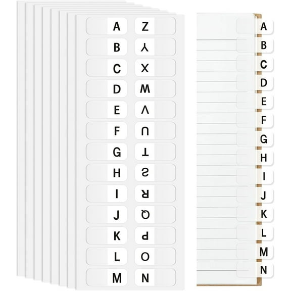 Triani 208Pcs A-Z Tab Dividers 8 Sheet Self-Adhesive 26 Letters Alphabet Label Stickers Alphabet Tabs for Notebooks Letter Tabs Small Alphabetical Index Tab for Notebook Dictionary